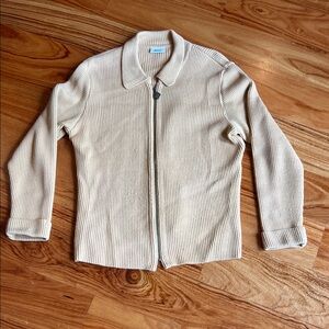 Cream Zip-Up Women Sweater